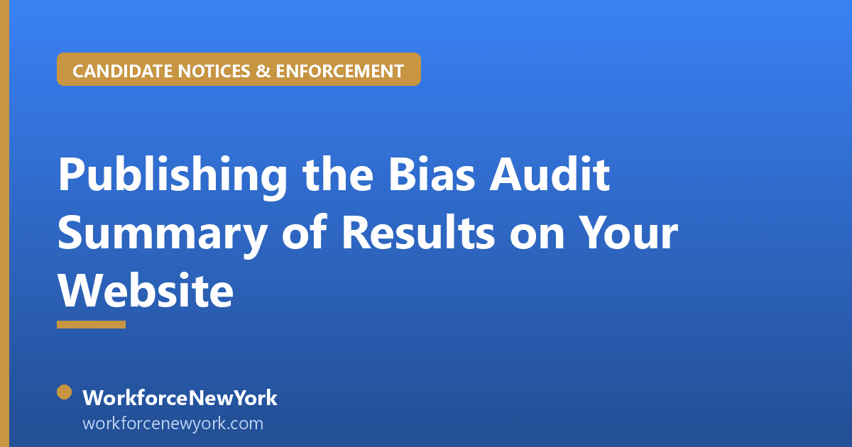 Publishing the Bias Audit Summary of Results on Your Website